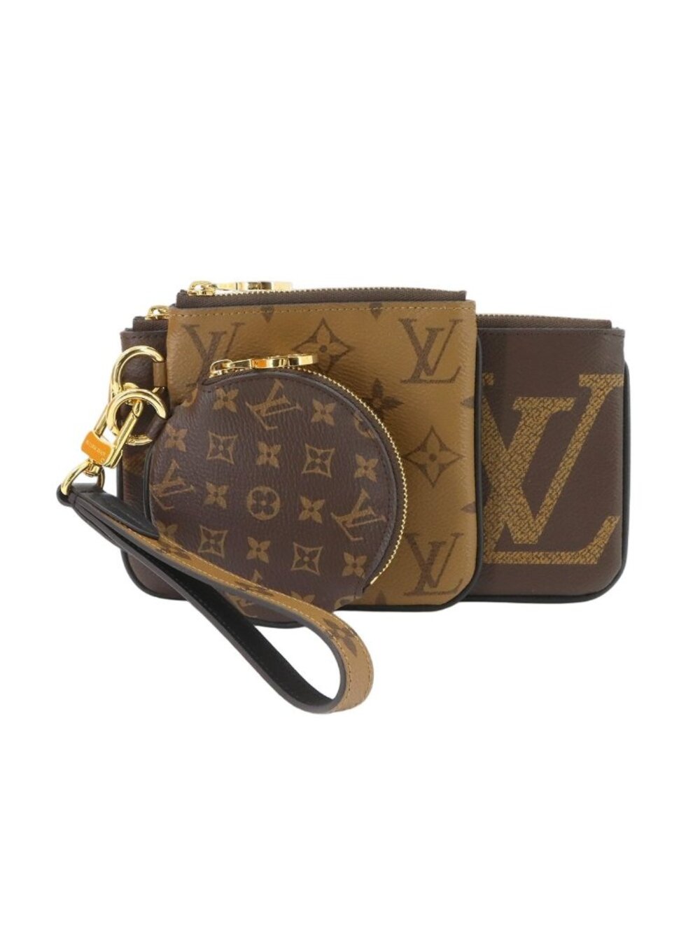 Louis Vuitton Monogram Giant Pochette Trio Pouch Brown